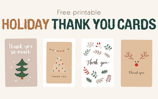 Free printable holiday thank you cards