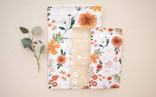 neutral color and floral paper padded mailers in sizes 6x9 and 10x13