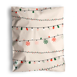 The impack.co SALE - Christmas Light Strings 50 packs bundle (14.5x19" & 10x13", US) features beige gift bags with festive Christmas light strings and red-green snowflakes for a cheerful holiday touch.