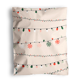 A festive beige blanket with colorful Christmas lights and red-green snowflakes, inspired by impack.co's SALE - Christmas Light Strings 50 packs bundle (14.5x19" & 10x13")—perfect for holiday lovers.