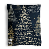 The impack.co SALE - Christmas Print bundle includes 50 packs in 10x13" and 14.5x19" sizes, featuring gold and white dotted Christmas trees on a dark blue background, inspired by holiday lights.