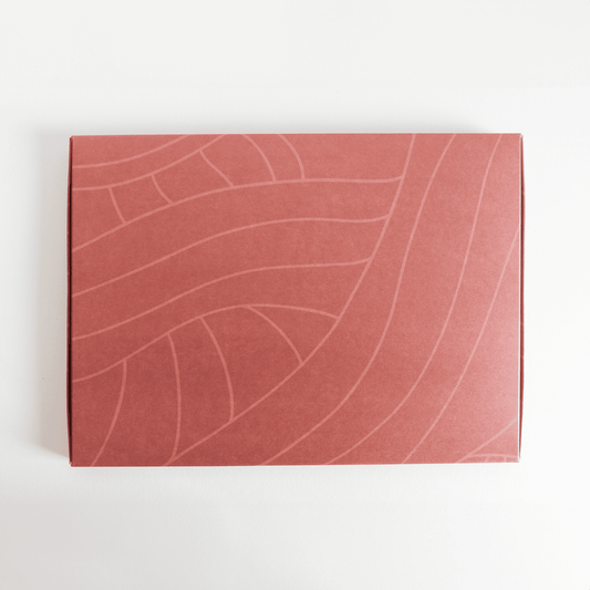 Red ABC Box Cedar Leaf 9.8" x 13.3" - Extra Large with abstract line pattern cover on white background, ideal for small businesses managing their shipping needs from impack.co.