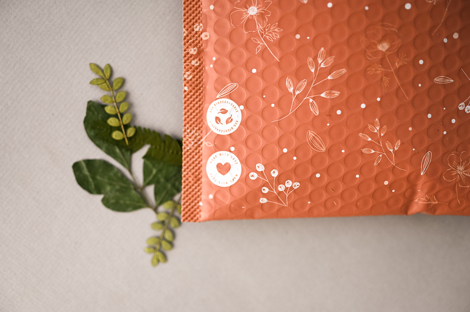 Floral Brown Biodegradable Mailers 10" x 13" impack.co