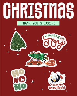 Impack.co’s Christmas Thank You Stickers add festive cheer to holiday gift wrapping with designs like trees, “Wrapped with Joy,” cars with trees, “Ho Ho Ho,” and “Thank You Snow Much”—perfect as seasonal package seals.