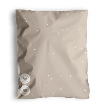 The impack.co SALE Sandstone Biodegradable Mailers (10" x 13") offer transit protection with an eco-friendly biodegradable design. They feature a subtle speckled beige pattern, two small circular logos at the bottom left, and "CANADA 2008" text at the top right.