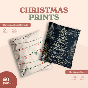 Add a festive touch to your decor with impack.co’s SALE - Christmas Print 50 packs bundle 10x13" US: 25 pillow covers in Christmas Light Strings on white, and 25 in Christmas Tree on dark blue. Each pack features both designs!.