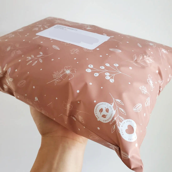 Floral Brown Biodegradable Mailers 10" x 13" impack.co