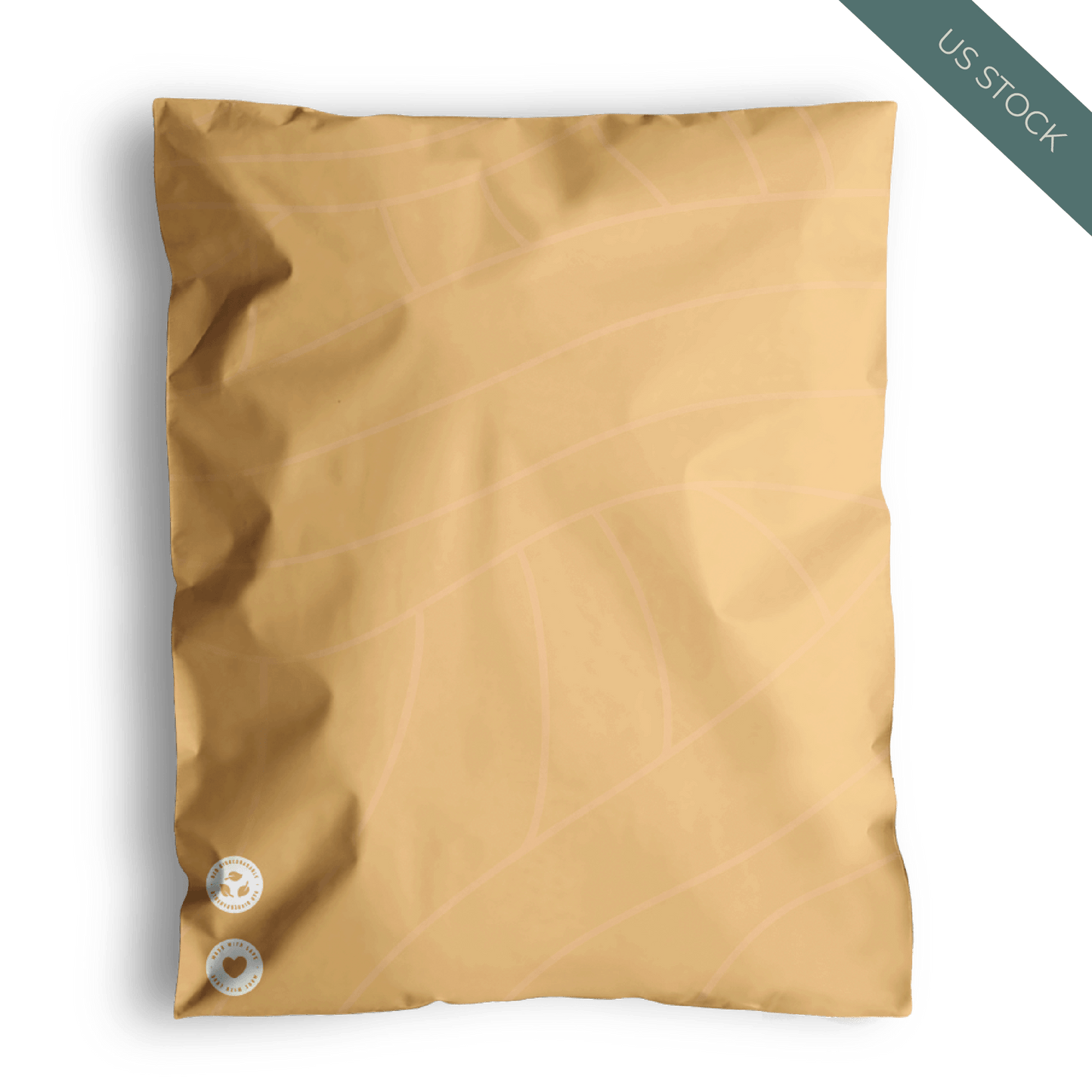 A Mustard Leaf Biodegradable Mailers 14.5" x 19" by impack.co on a white background.